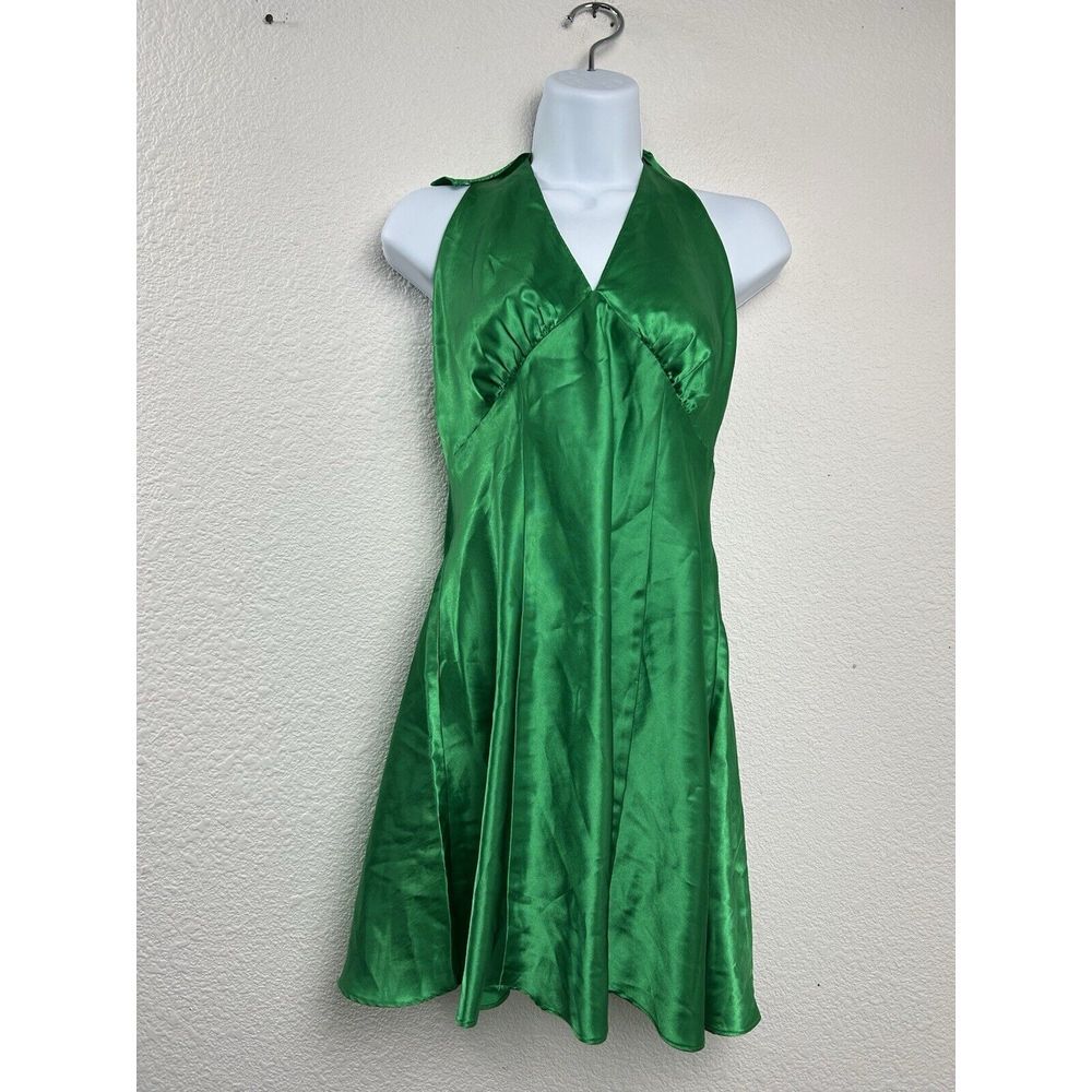 Sexy Vintage Fredericks of Hollywood Green Halter Dress Body-Con Small